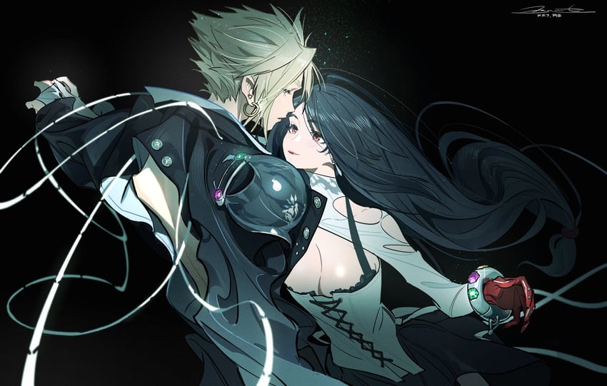 tifa lockhart and cloud strife (final fantasy and 2 more) drawn by tizibade