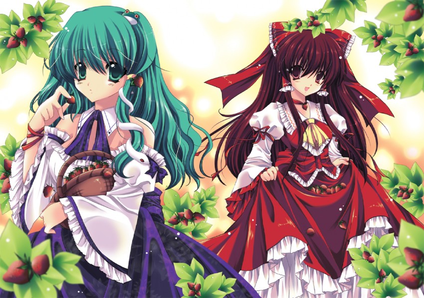 hakurei reimu and kochiya sanae (touhou) drawn by sakurano_ru