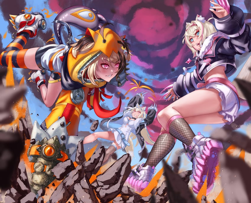 fuwawa abyssgard, mococo abyssgard, and gigi murin (hololive and 1 more) drawn by hikienlaventana