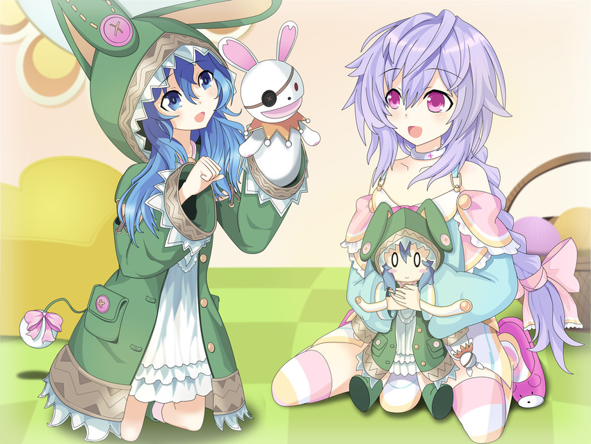 himekawa yoshino, yoshinon, and pururut (neptune and 2 more) drawn by betonamin