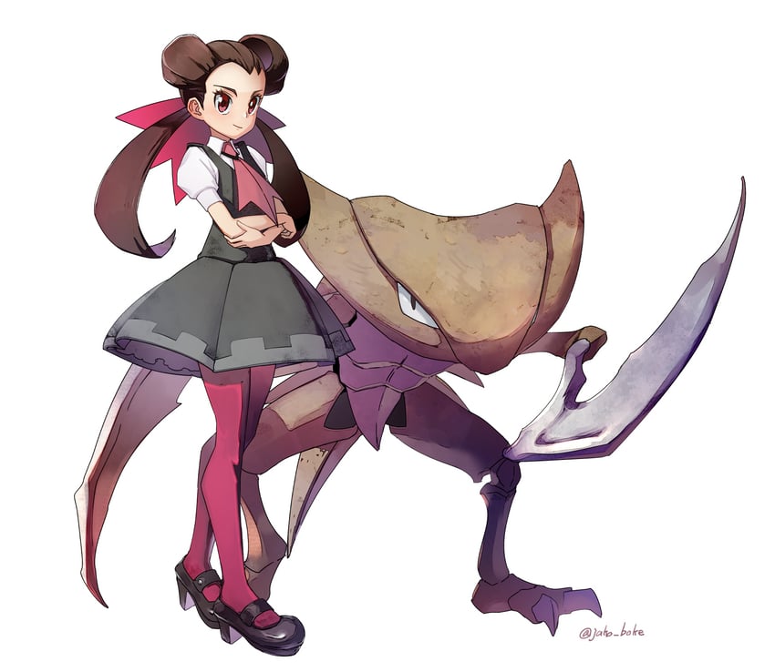 roxanne and kabutops (pokemon and 1 more) drawn by jako_(boke_poke)