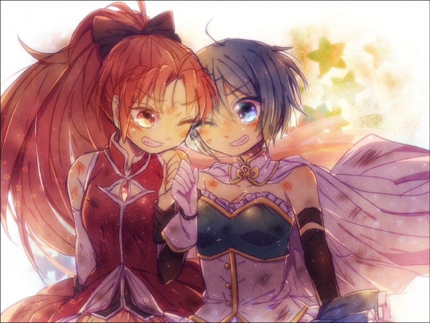 miki sayaka and sakura kyoko (mahou shoujo madoka magica) drawn by mika_(1020mk)
