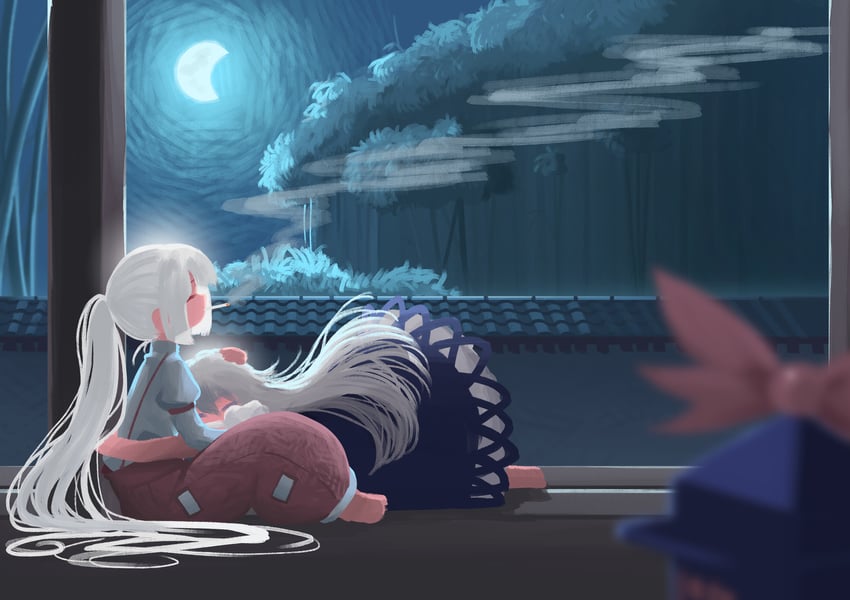 fujiwara no mokou and kamishirasawa keine (touhou) drawn by sweet_reverie