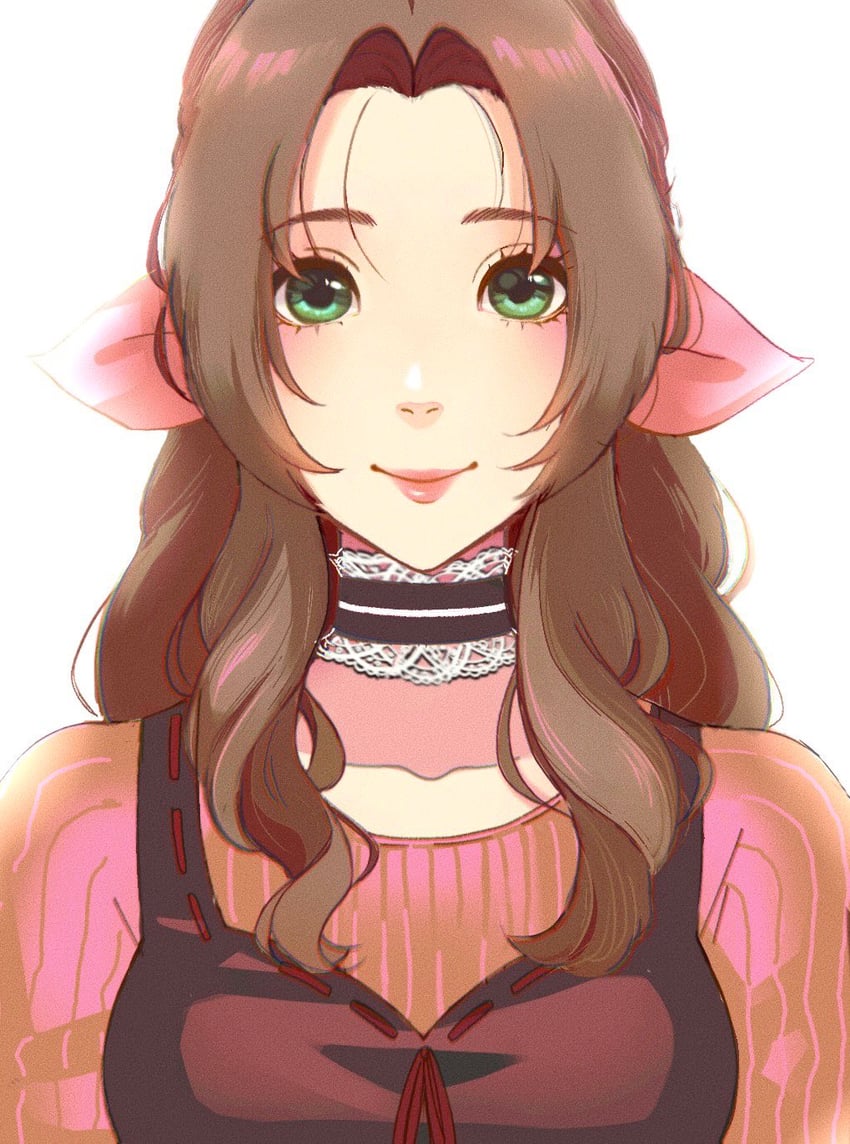 aerith gainsborough (final fantasy and 2 more) drawn by softp3ach