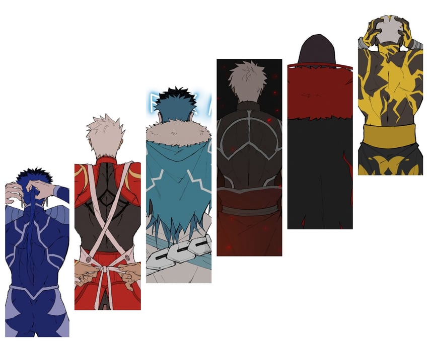 archer, cu chulainn alter, cu chulainn, emiya alter, and archer alter (fate and 1 more) drawn by hase_(nyariyumi)