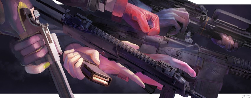 st ar-15, mp7, pkp, and python (girls' frontline) drawn by spirit_chiasma