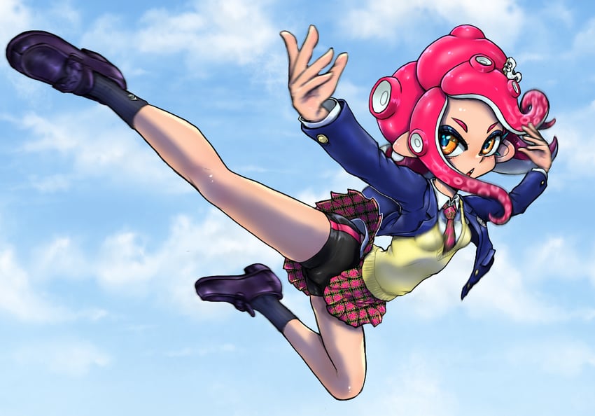 octoling player character and octoling girl (splatoon) drawn by koharu2.5