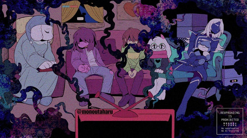 toriel, kris, susie, ralsei, lancer, and 1 more (deltarune) drawn by taharu_(papiyas)