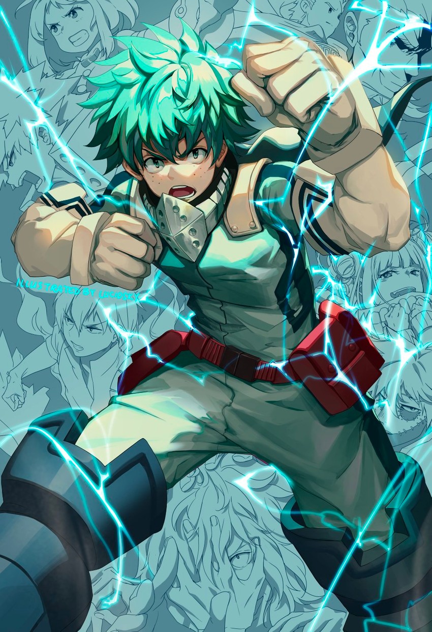 midoriya izuku, bakugou katsuki, uraraka ochaco, toga himiko, todoroki shoto, and 4 more (boku no hero academia) drawn by lucidsky