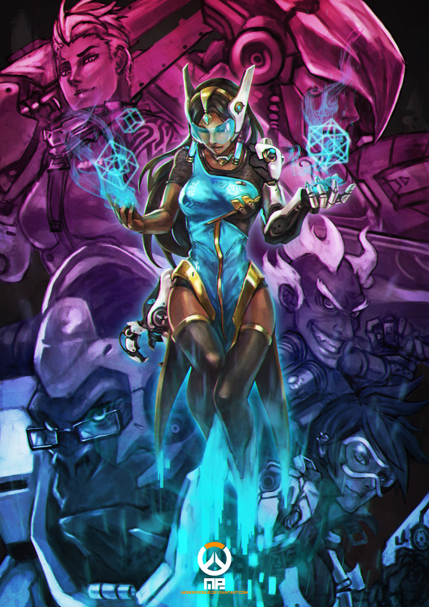 tracer, pharah, symmetra, zarya, junkrat, and 1 more (overwatch and 1 more) drawn by monori_rogue