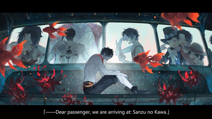 monkey d. luffy, portgas d. ace, sabo, and edward newgate (one piece) drawn by sqloveraven