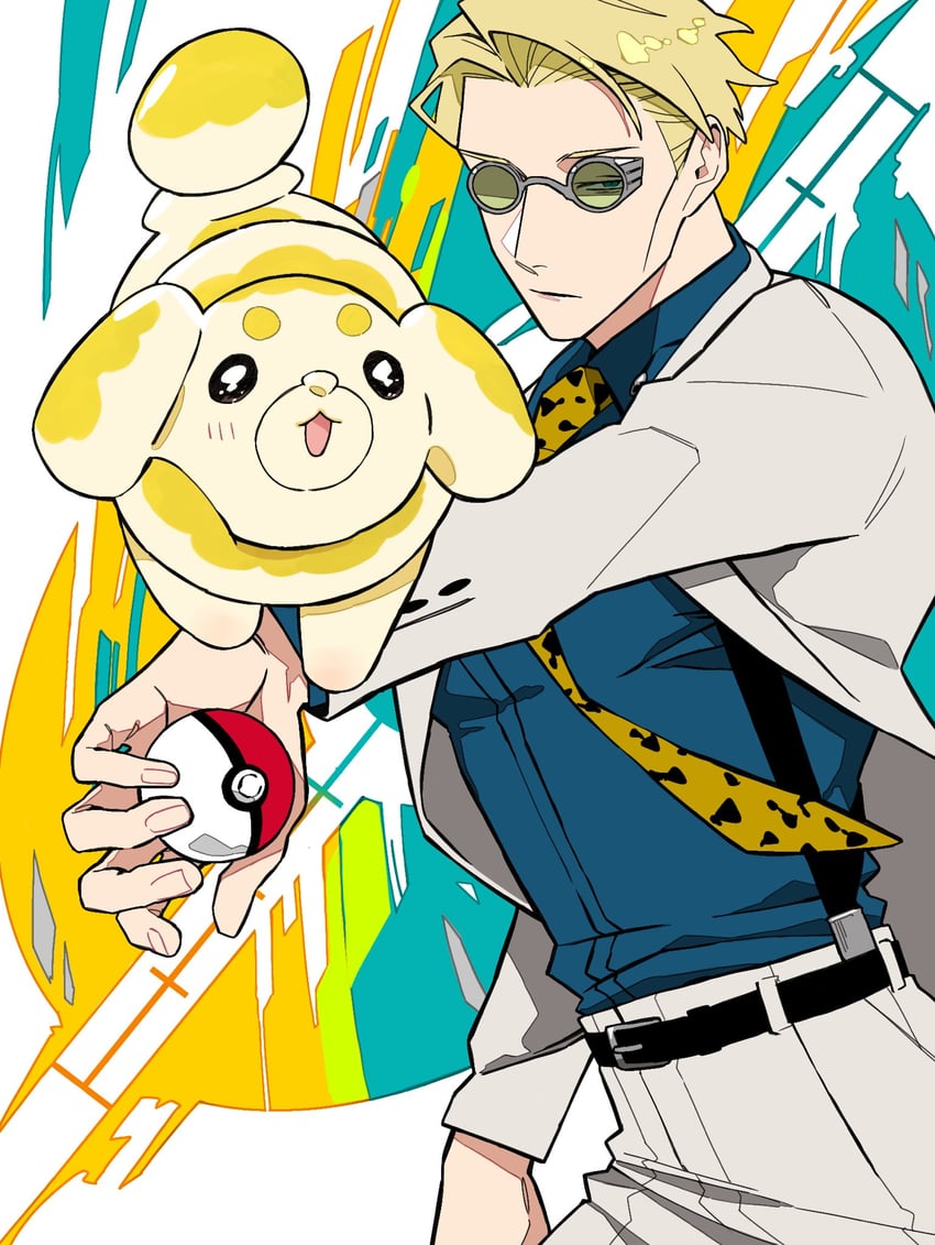 nanami kento and fidough (pokemon and 1 more) drawn by mochiya_(mochiya0504)