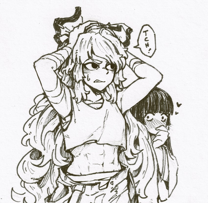 fujiwara no mokou and houraisan kaguya (touhou) drawn by hayoibu