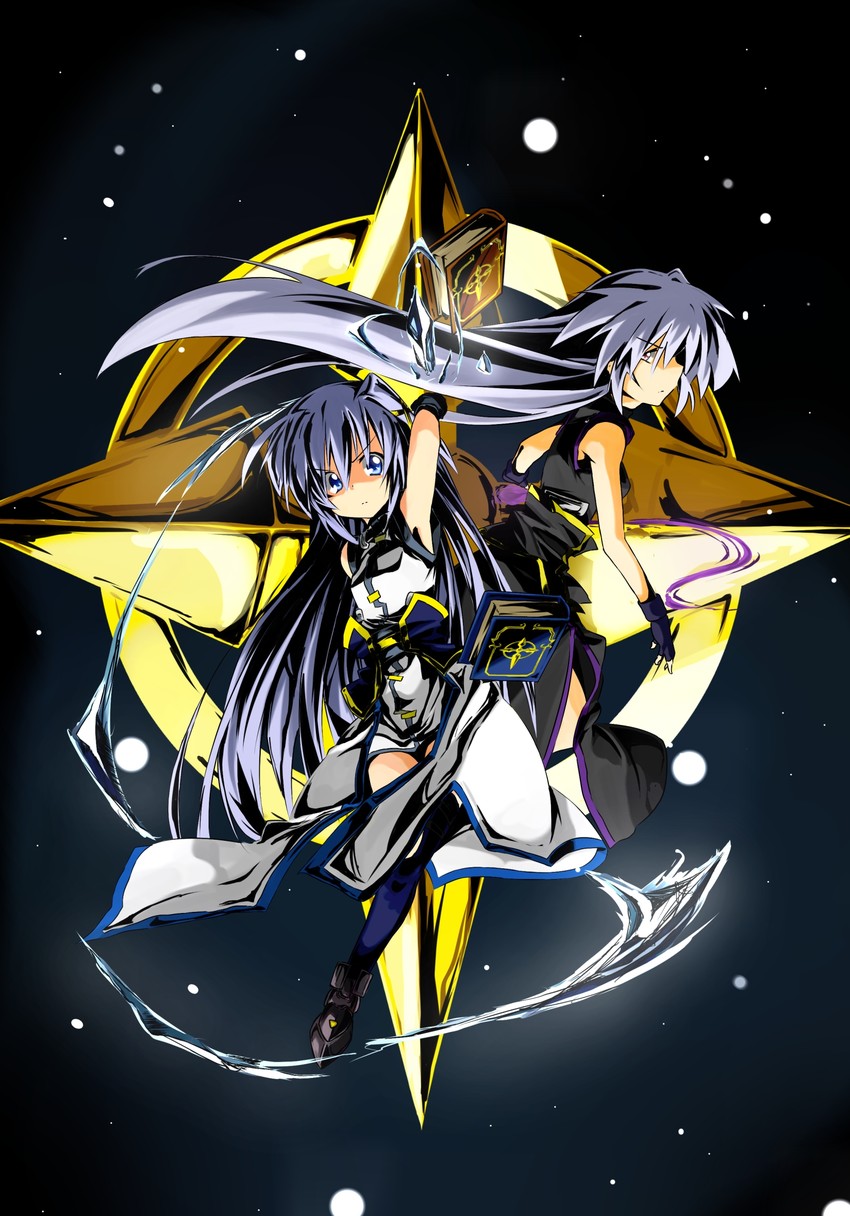 reinforce zwei, reinforce, schwertkreuz, tome of the night sky, and book of the azure sky (lyrical nanoha and 3 more) drawn by bygddd5