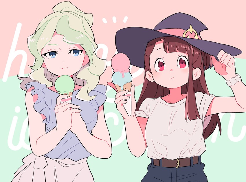kagari atsuko and diana cavendish (little witch academia) drawn by qioco