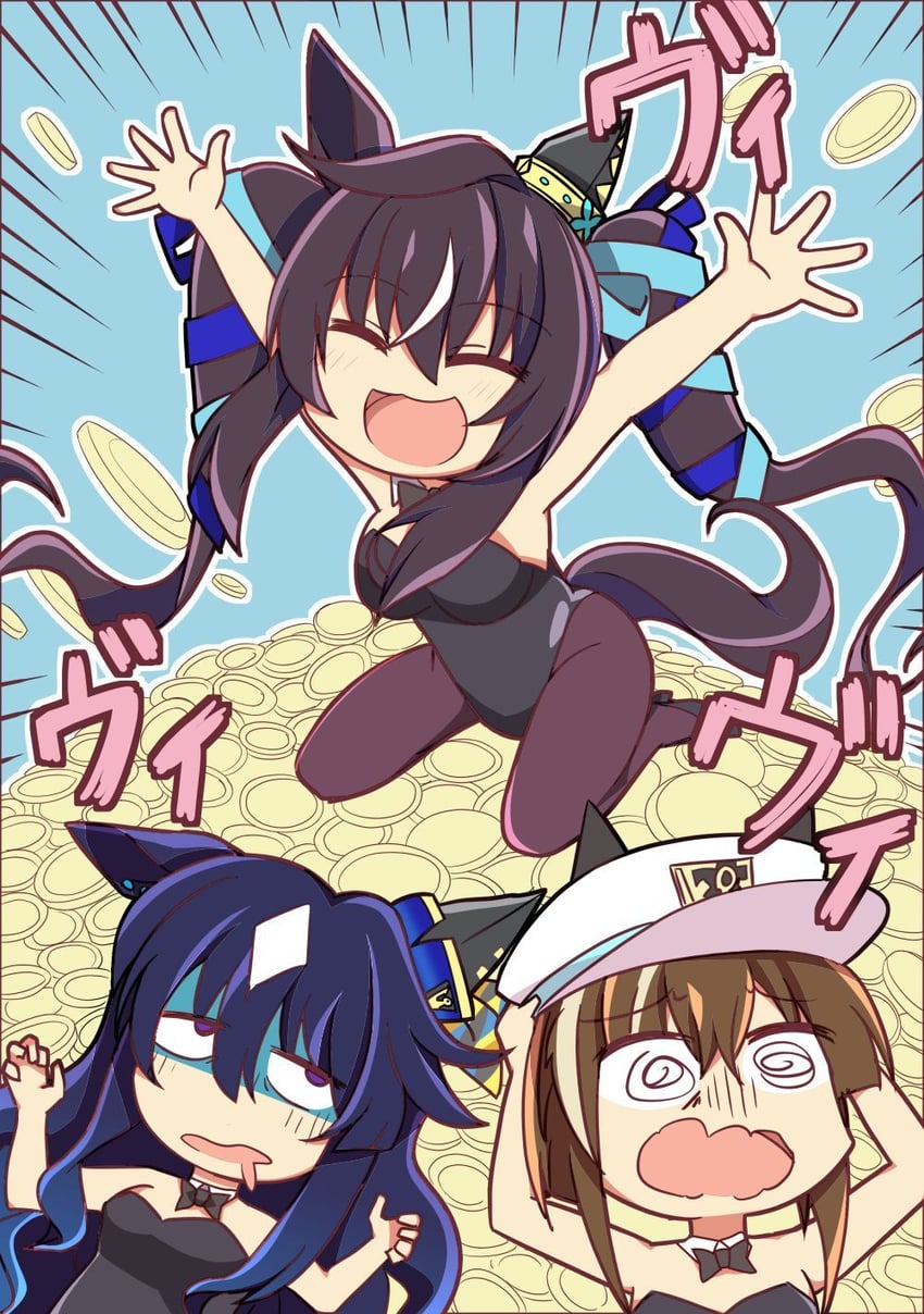 cheval grand, verxina, and vivlos (umamusume) drawn by wahiko_(black_bastard)