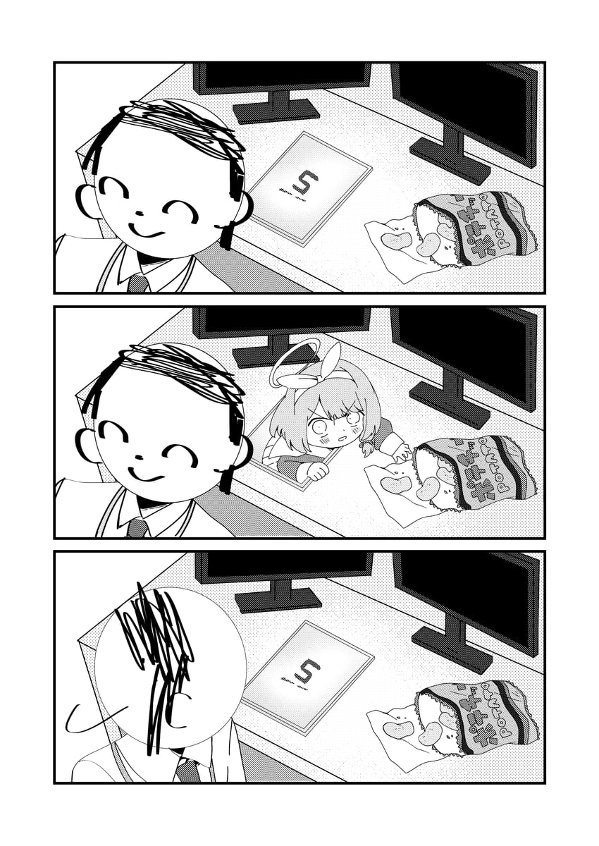 sensei, doodle sensei, and arona (blue archive) drawn by fujiyama_ichiha