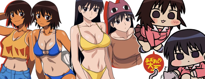 sakaki, kagura, and kamineko (azumanga daioh) drawn by jazz_jack