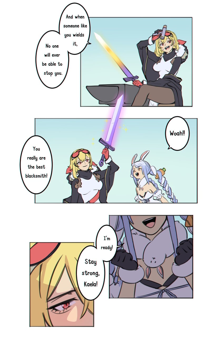 usada pekora and kaela kovalskia (hololive and 1 more) drawn by yoruny