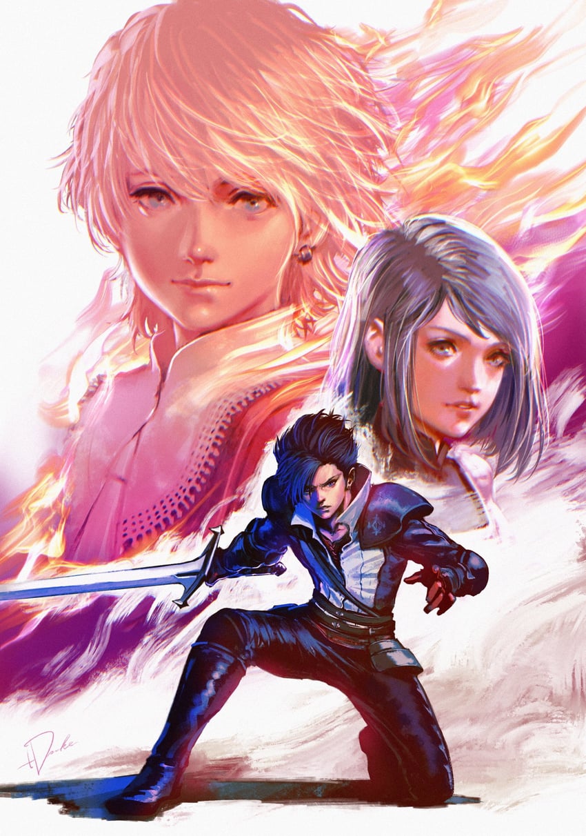 clive rosfield, jill warrick, and joshua rosfield (final fantasy and 1 more) drawn by tdsuke