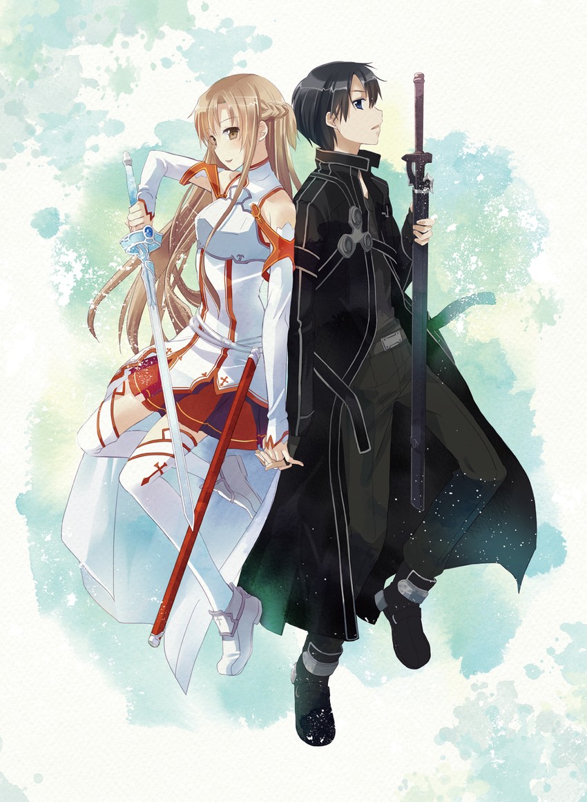 asuna and kirito (sword art online) drawn by naruse_chisato