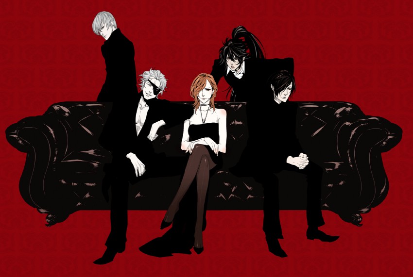 date masamune, chousokabe motochika, ishida mitsunari, maeda keiji, and saika magoichi (sengoku basara) drawn by npn