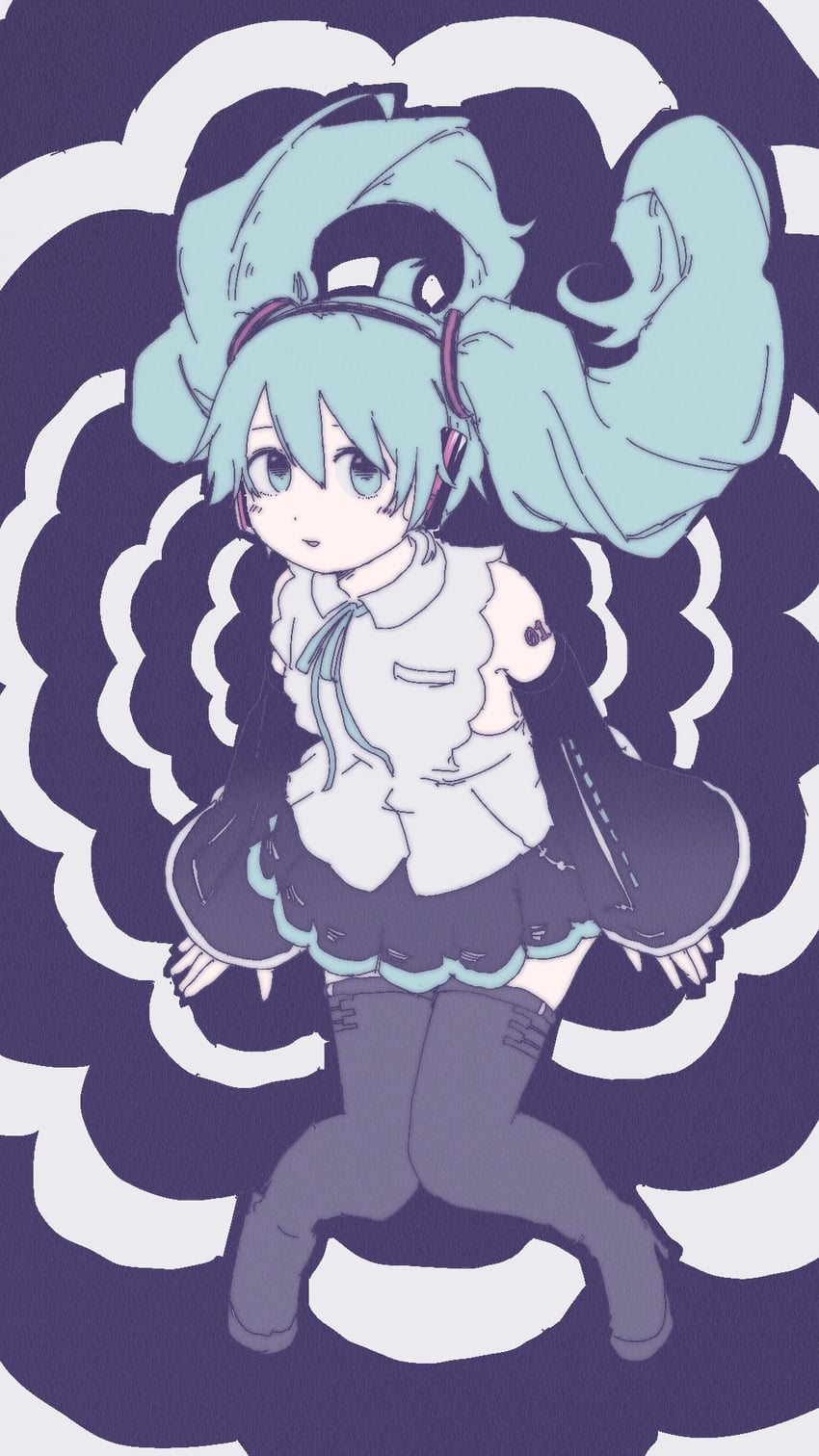 hatsune miku (vocaloid and 1 more) drawn by iyowa_(igusuri_please)