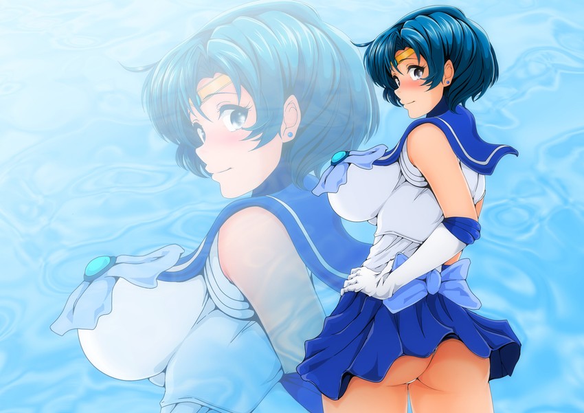 mizuno ami and sailor mercury (bishoujo senshi sailor moon) drawn by nanashi_noiji