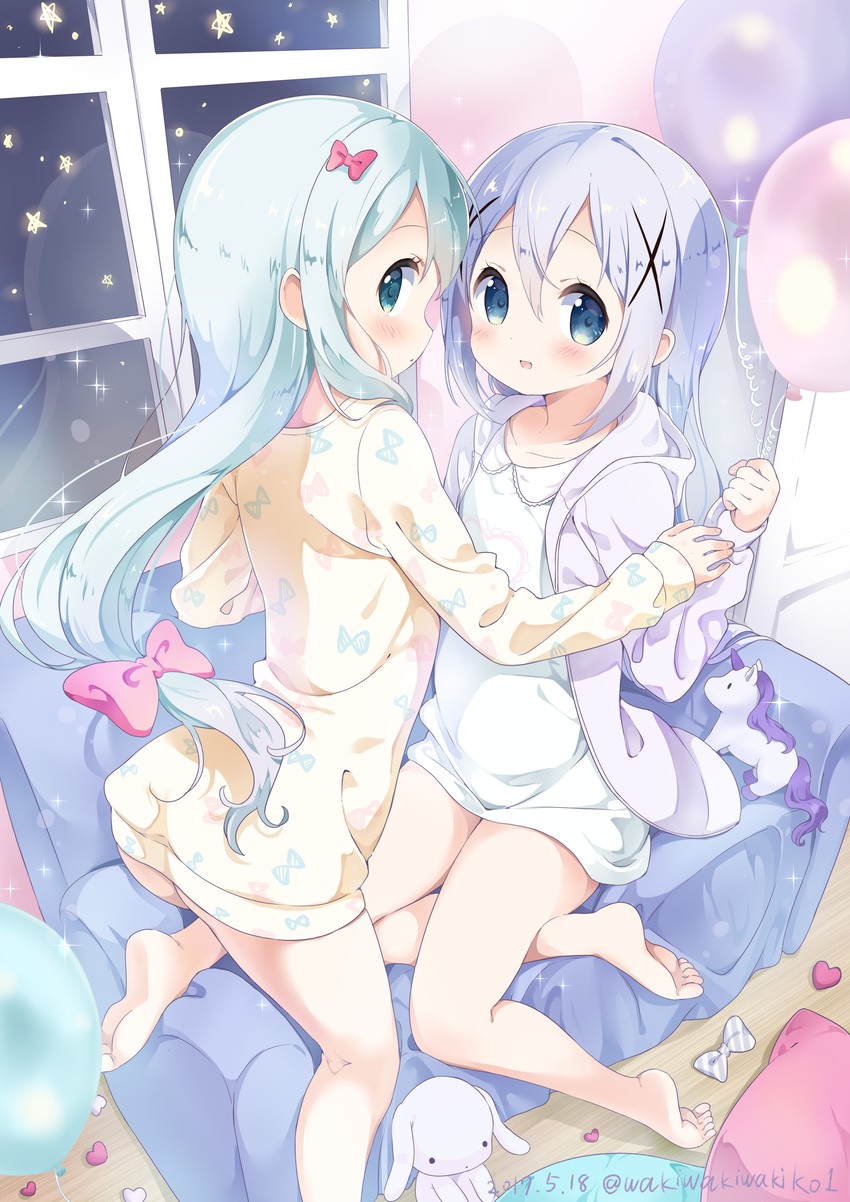 kafuu chino and izumi sagiri (gochuumon wa usagi desu ka? and 1 more) drawn by neki_(wakiko)