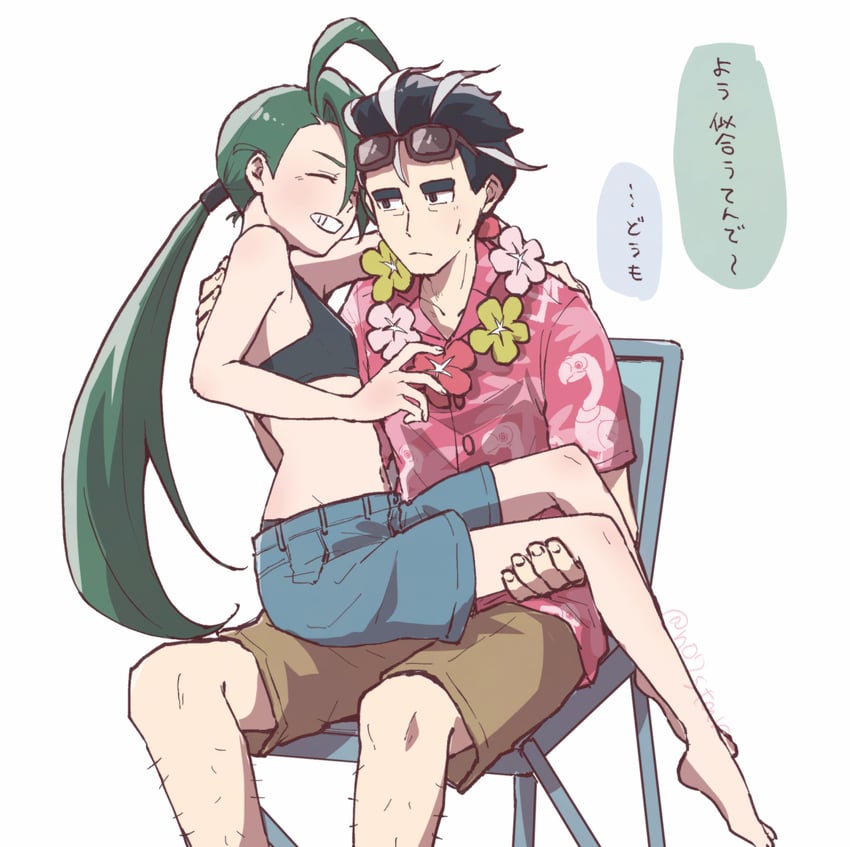 rika, larry, and flamigo (pokemon and 2 more) drawn by no7star