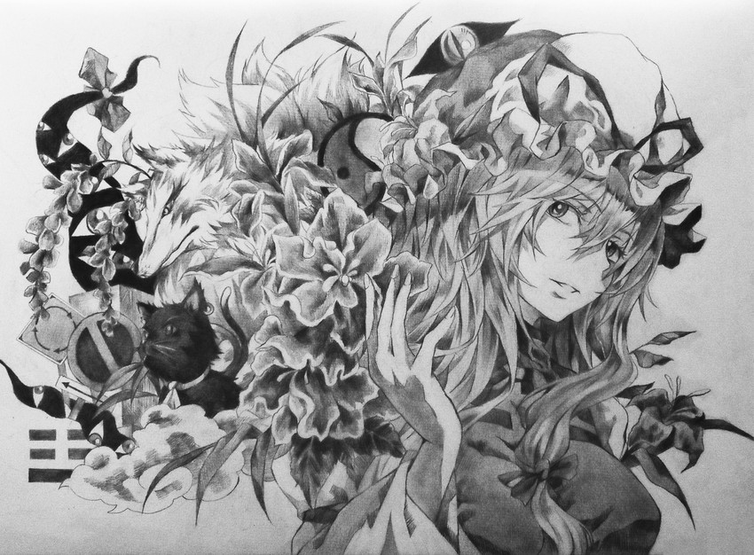 yakumo yukari, yakumo ran, and chen (touhou) drawn by neko_(yanshoujie)