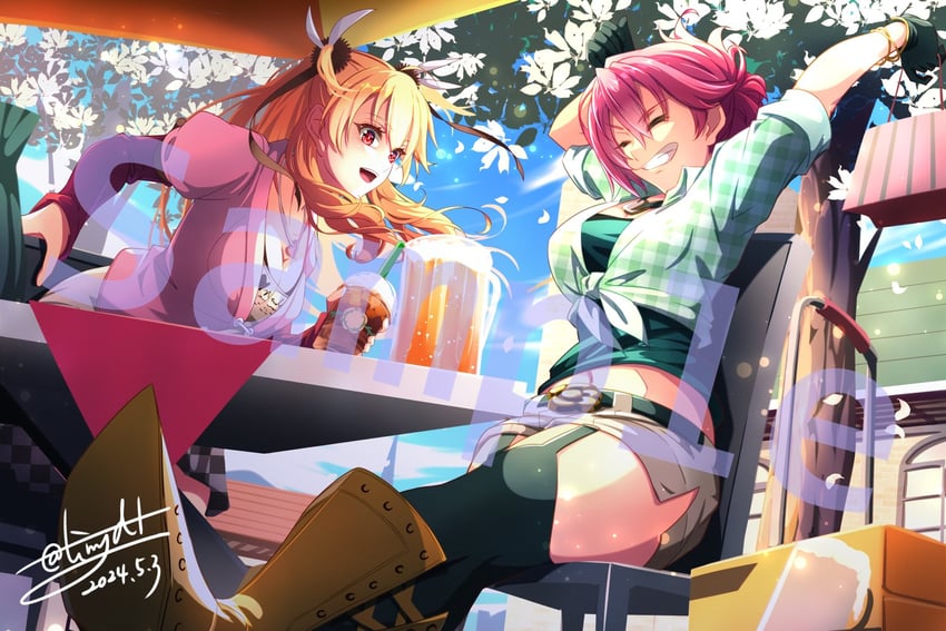 alisa reinford and sara valestein (eiyuu densetsu and 2 more) drawn by tinybiard
