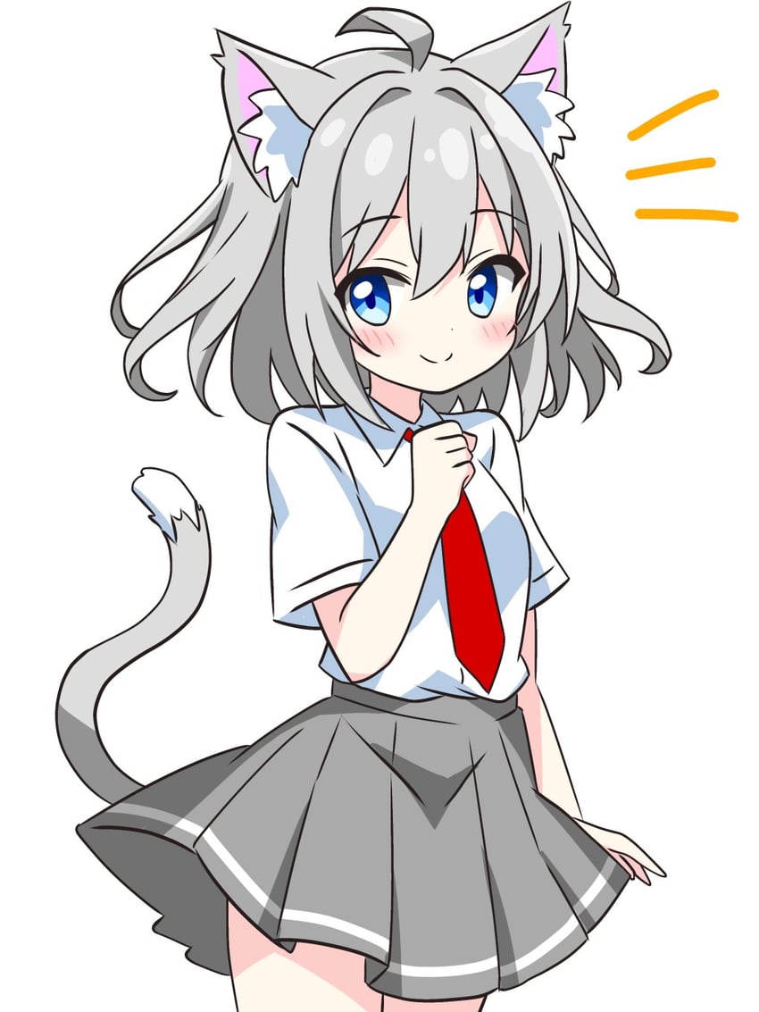 grey-haired cat girl (original) drawn by kotatsu-mazoku
