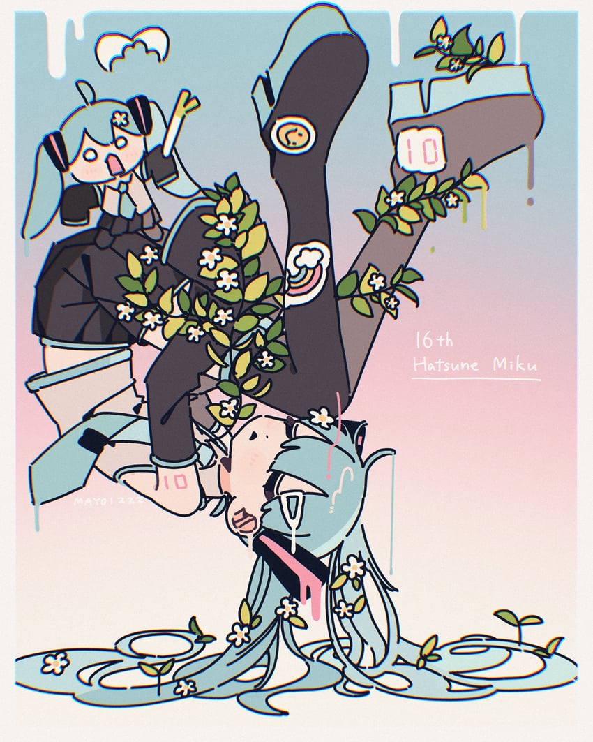 hatsune miku and hachune miku (vocaloid) drawn by mayoi_zzz