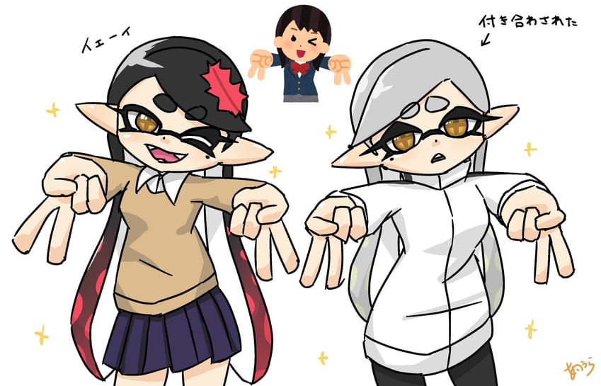 callie and marie (splatoon and 2 more) drawn by aiura_chan
