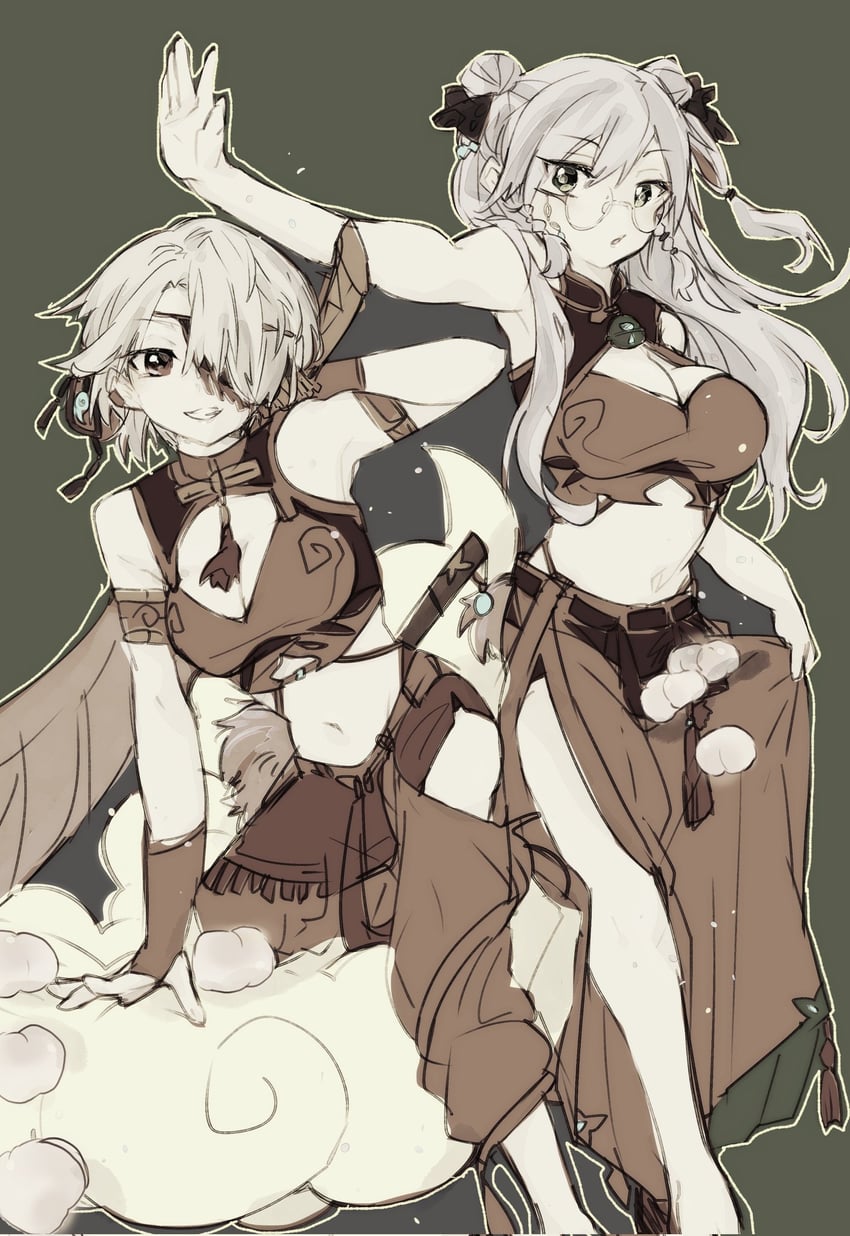 kayamori ruka and izumi yuki (heaven burns red and 1 more) drawn by dometan0_0
