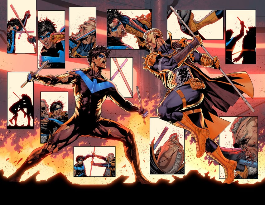 dick grayson, nightwing, and deathstroke (dc comics and 1 more) drawn by alejandro_sanchez and sampere_art