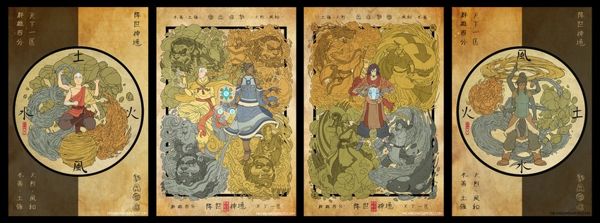 korra, aang, kyoshi, roku, and fang (avatar legends and 2 more) drawn by michael_matsumoto