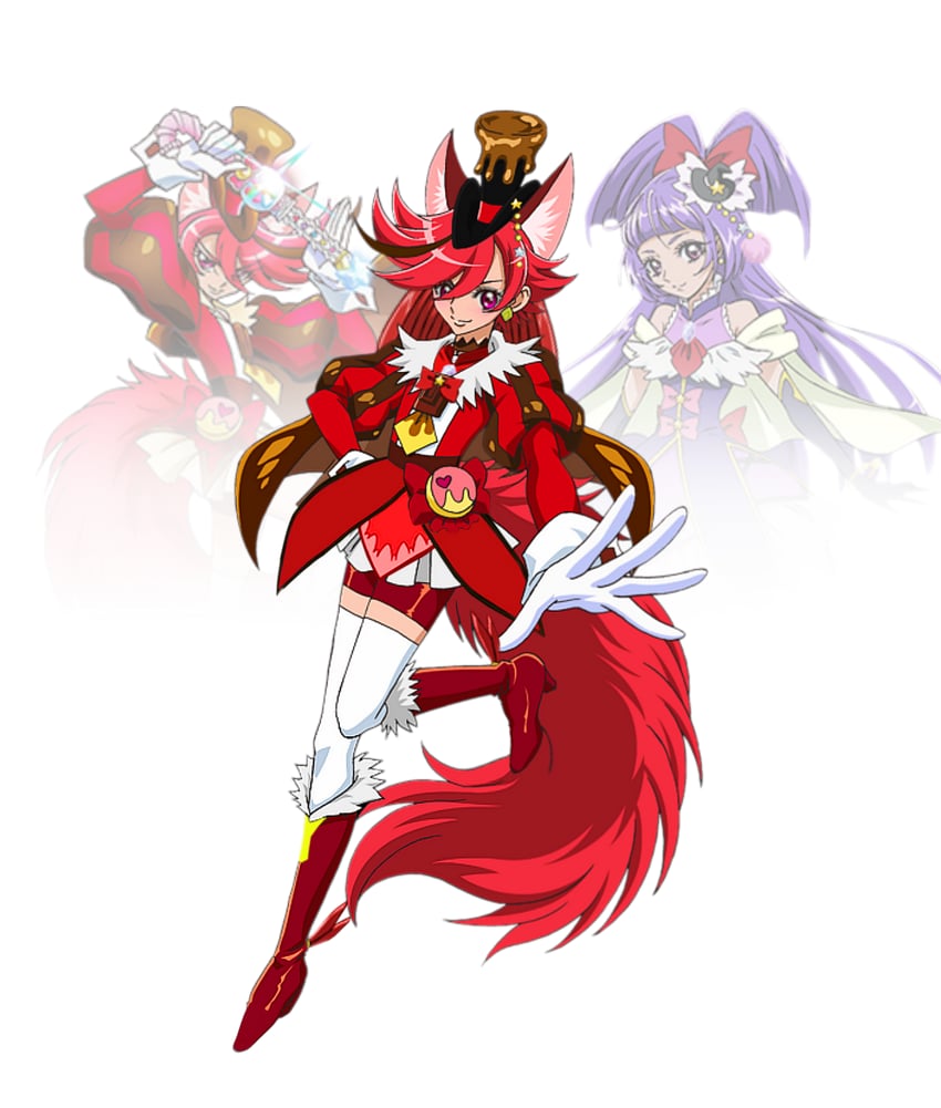 izayoi liko, kenjou akira, cure magical, and cure chocolat (precure and 2 more) drawn by unitedtribute1