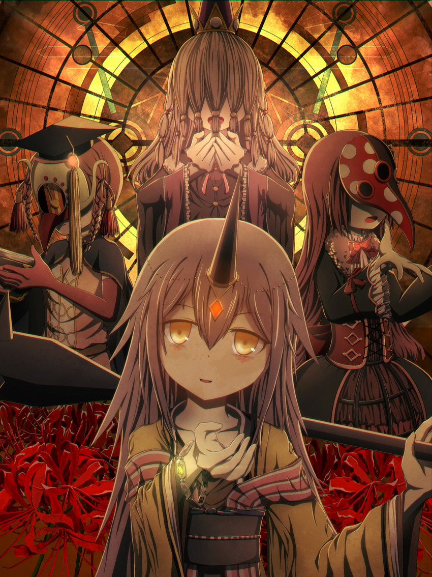 tamaki ui, satomi touka, hiiragi nemu, and kureha yuna (mahou shoujo madoka magica and 1 more) drawn by daifuku_(fd0925fd0925fd)