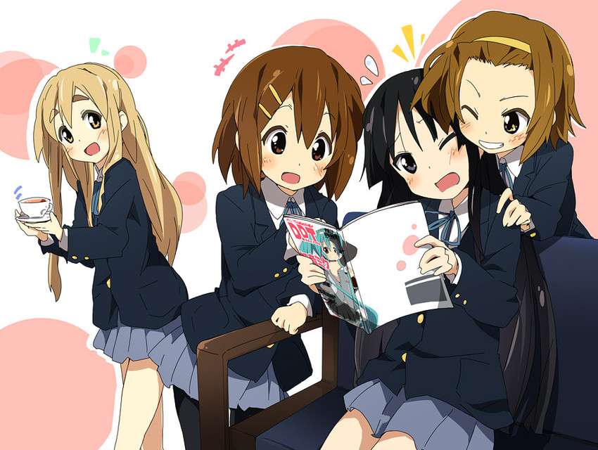 hatsune miku, akiyama mio, hirasawa yui, and tainaka ritsu (vocaloid and 1 more) drawn by ixy