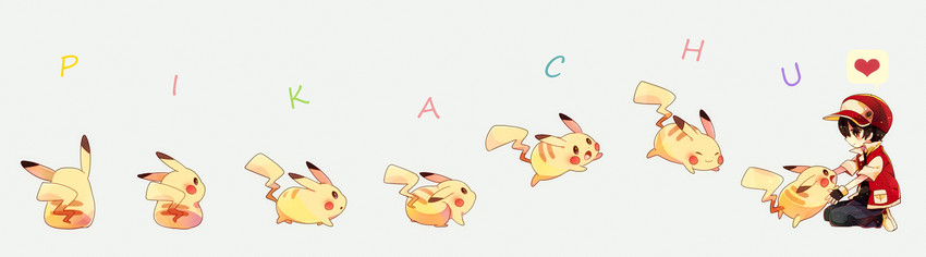 pikachu and red (pokemon and 1 more) drawn by nicole_(usako)