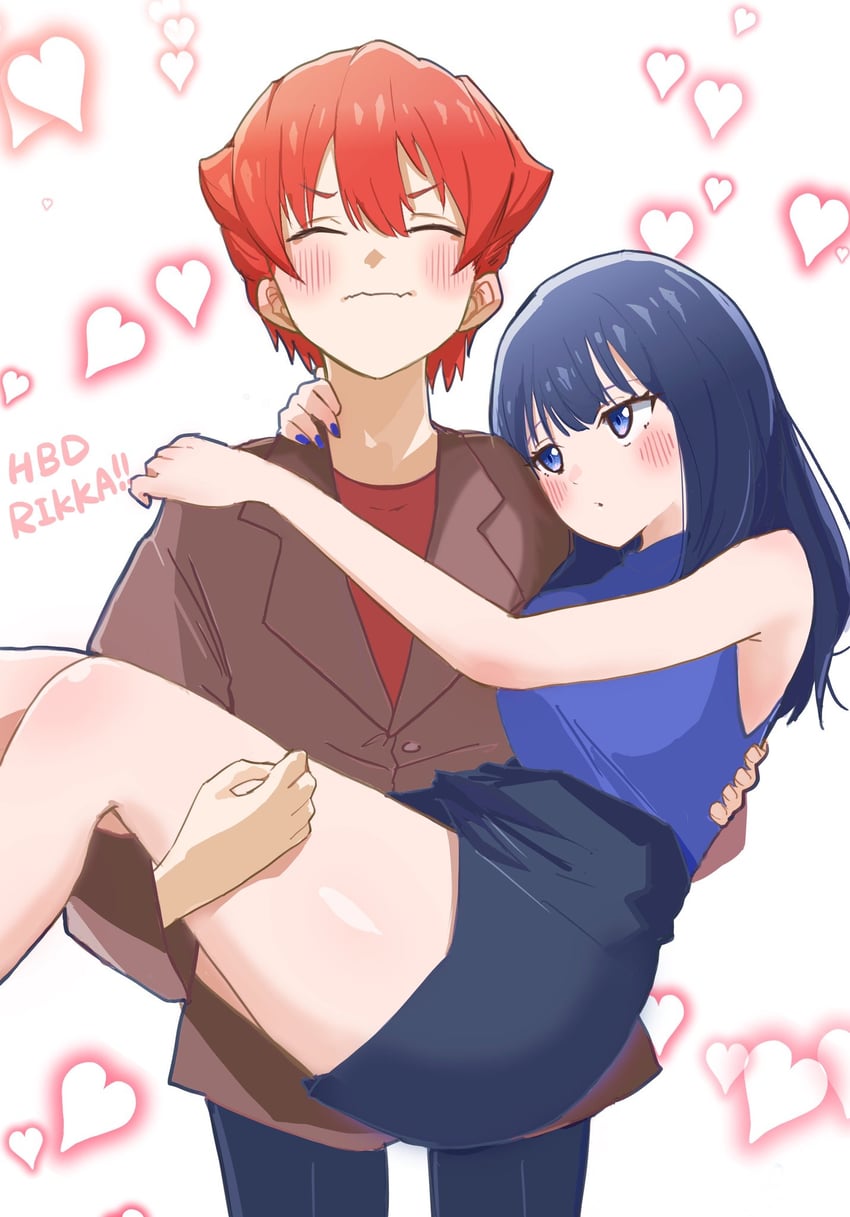 takarada rikka and hibiki yuuta (gridman universe) drawn by paso