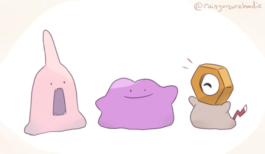 ditto, meltan, and animon (pokemon and 1 more) drawn by rainyazurehoodie