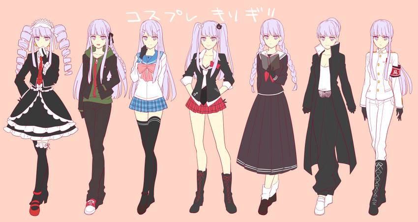 kirigiri kyoko, enoshima junko, naegi makoto, celestia ludenberg, maizono sayaka, and 3 more (danganronpa and 1 more) drawn by karuha