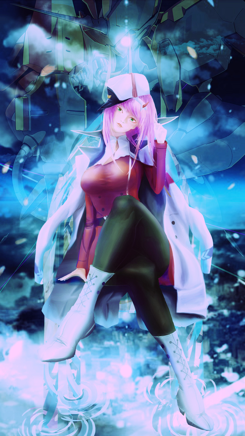 zero two and strelizia (darling in the franxx) drawn by re-spica