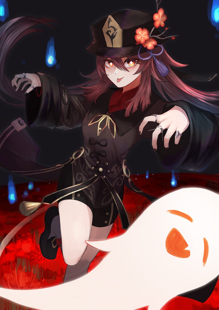 hu tao and boo tao (genshin impact) drawn by nekotokage