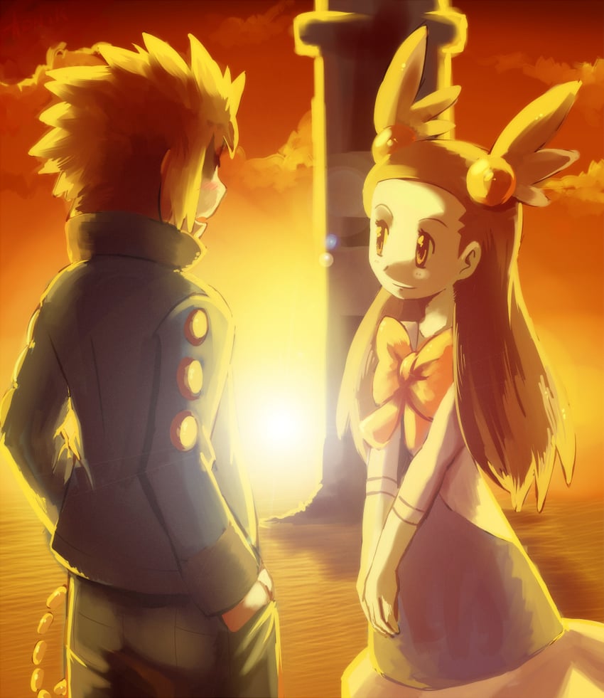 jasmine and volkner (pokemon and 2 more) drawn by aonik