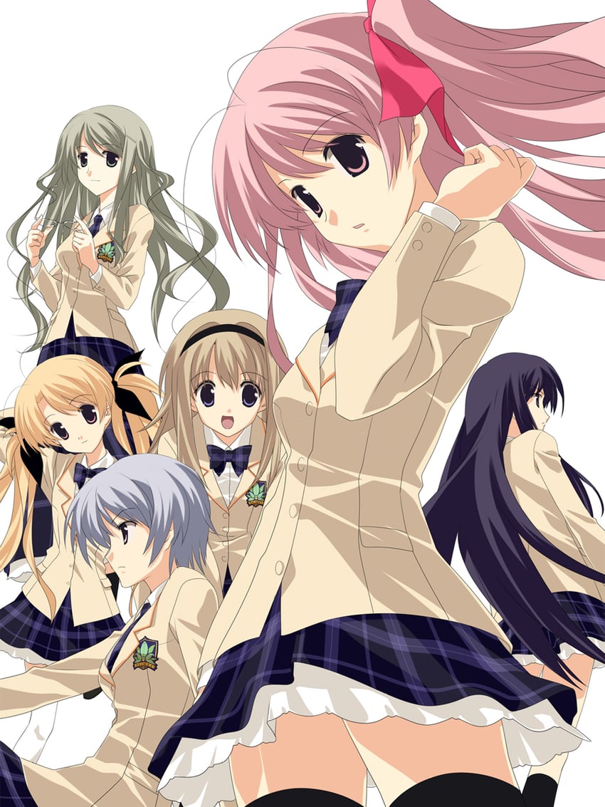 sakihata rimi, nishijou nanami, kishimoto ayase, orihara kozue, aoi sena, and 1 more (chaos;head) drawn by sasaki_mutsumi
