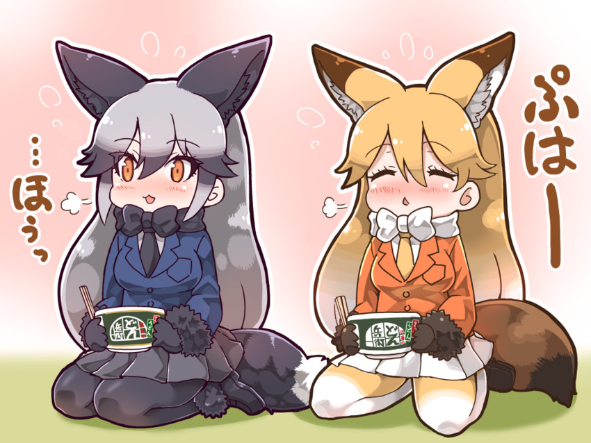 silver fox and ezo red fox (kemono friends) drawn by tanaka_kusao
